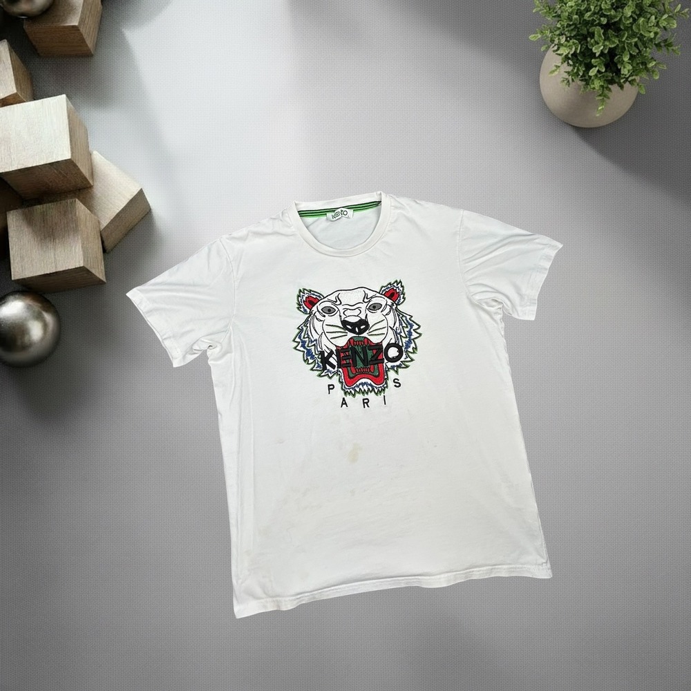 Kenzo Paris Tiger Head Graphic Tee‎ White Mens Large Streetwear Embroidered L
